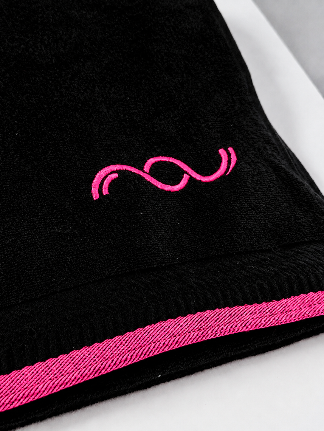 Limited Edition* Black Aufguss Waving Towel with Logo 100cm x 150cm (Neon Pink)