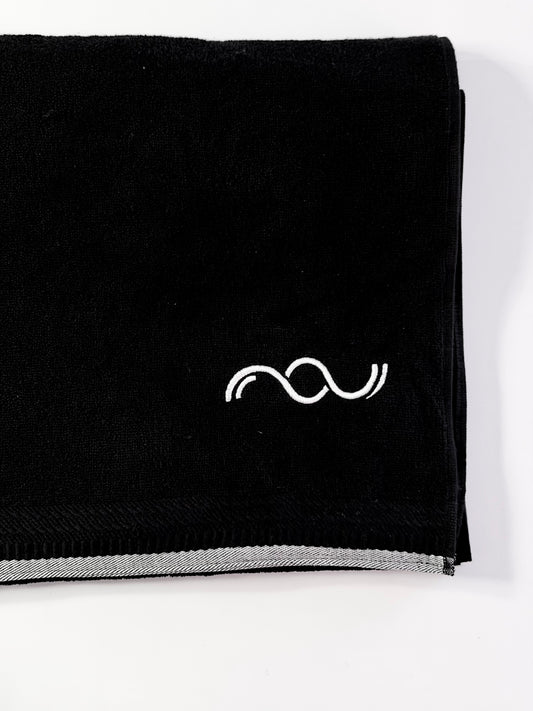 Small Black Aufguss Waving Towel with Logo 90cm x 130cm